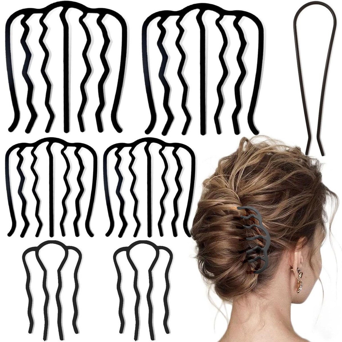 4 Pcs Hair Fork Clip Metal Hair Side Combs Bun Updo Hair Sticks French Twist Amazon.com : Chuangdi 6 Pcs French Twist Hair Pin Metal Hair  main image 2