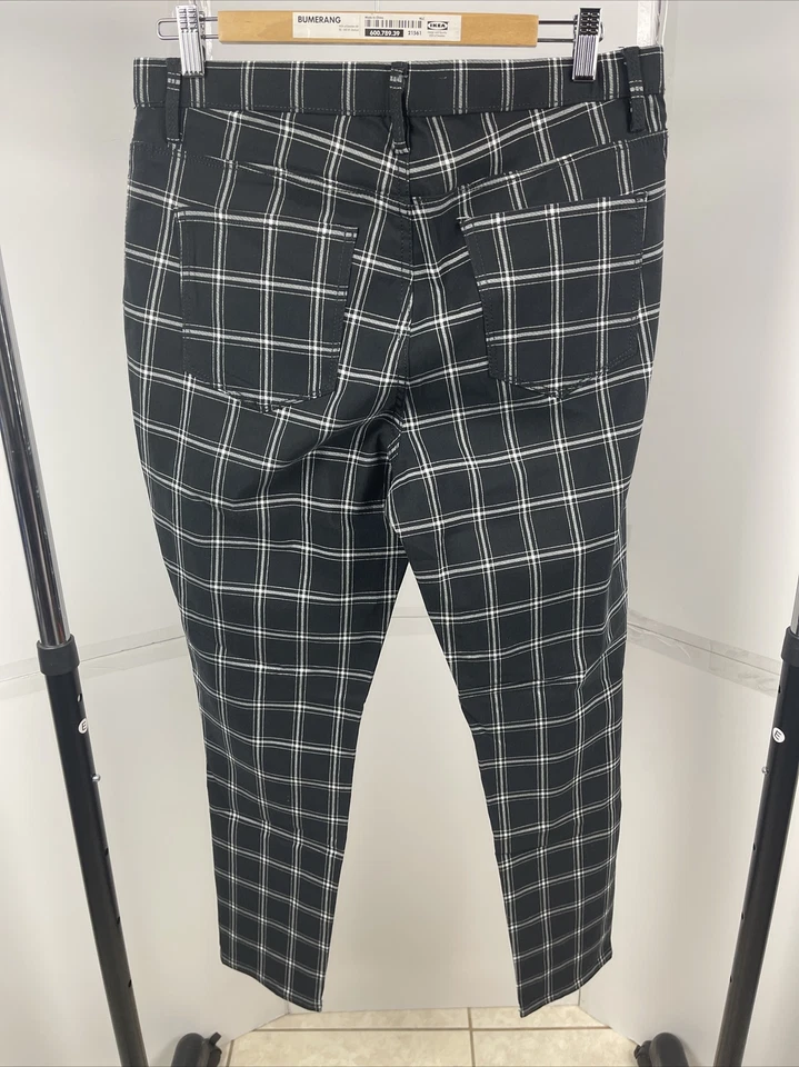 Bandolino Bella Legging Pants Sz 14 Black White Plaid Stretch Slim Fit - Image 2 of 3