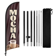 8FT Mocha Advertising Swooper Flag with Pole and Ground Stake for Mocha Business