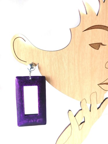 CLIP-ON EARRINGS WOOD CLIP EARRINGS ASSORTED COLORS SQUARE 3 IN L 1.75 W - Picture 11 of 28