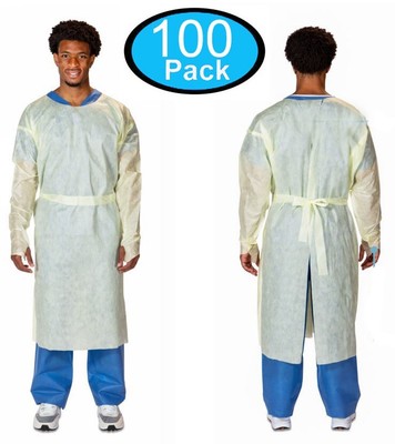 ICP 8800 Medical AAMI Level 2 Isolation Gowns Disposable YELLOW (Case of 100)