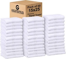 Hand Towel 15x25 Lightweight Cotton Blend Bulk Pack Quick Drying Absorbent Towel
