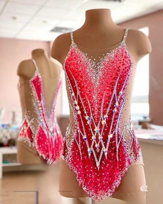 Rhythmic Gymnastics /girl Twirling Competition/Tap Costume Multicolor pink