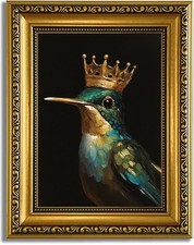 Gold Framed Vintage Wall Art Canvas 10"L x 8"W, King of Birds