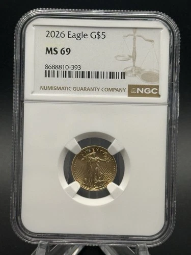1/10 oz Gold - 2026 $5 American Gold Eagle NGC MS69 🔥