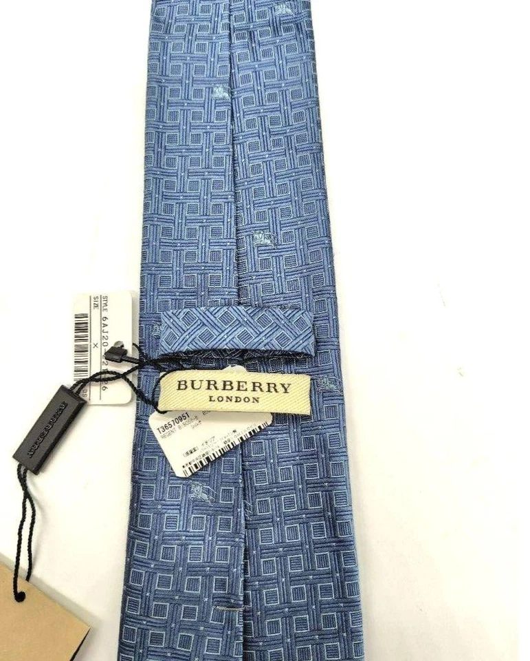 Burberry London Silk Tie UNIFORM BLUE Business Formal Accessories - Image 4 of 4