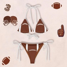 Football Bikini: Sporty Game Day String Bikini - Triangle Bikini Set