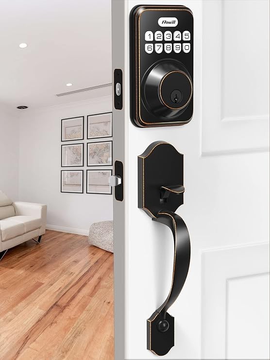 Комплект дверных замков Zowill с электронной клавиатурой и засовом DK01-H - Бронза натертая маслом 8790₽