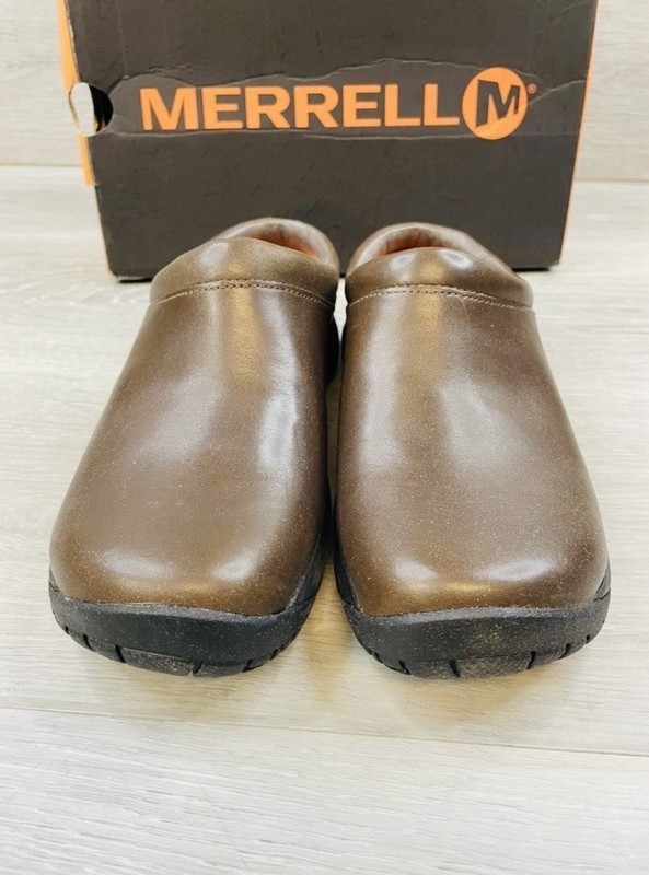 Merrell Encore Nova Women's Sz 5 Brown Clog Leather Shoes Comfort Walking Casual
