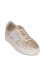 New Santoni Gold Double Buckle Metallic Sneaker Size 37 $690