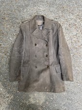 Loewe Leather Suede Taupe Double breasted Peacoat Women’s 38