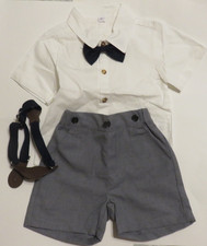 Sangtree Boys Dress Suit Outfit Shorts- Grey/White 18-24M NEW  US SELLER  