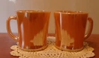 Vintage Peach Lustre Iridescent Anchor Hocking Coffee Mugs