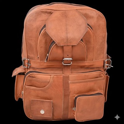 Alfa Leather Bag Goat Backpack Vintage Real Travel Men Laptop New Brown