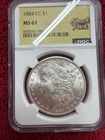 1884-CC $1 Carson City Morgan Silver Dollar NGC MS62