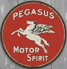 Pegasus Motor Spirit 8" Diameter Vintage Novelty Metal Sign Made In USA New!