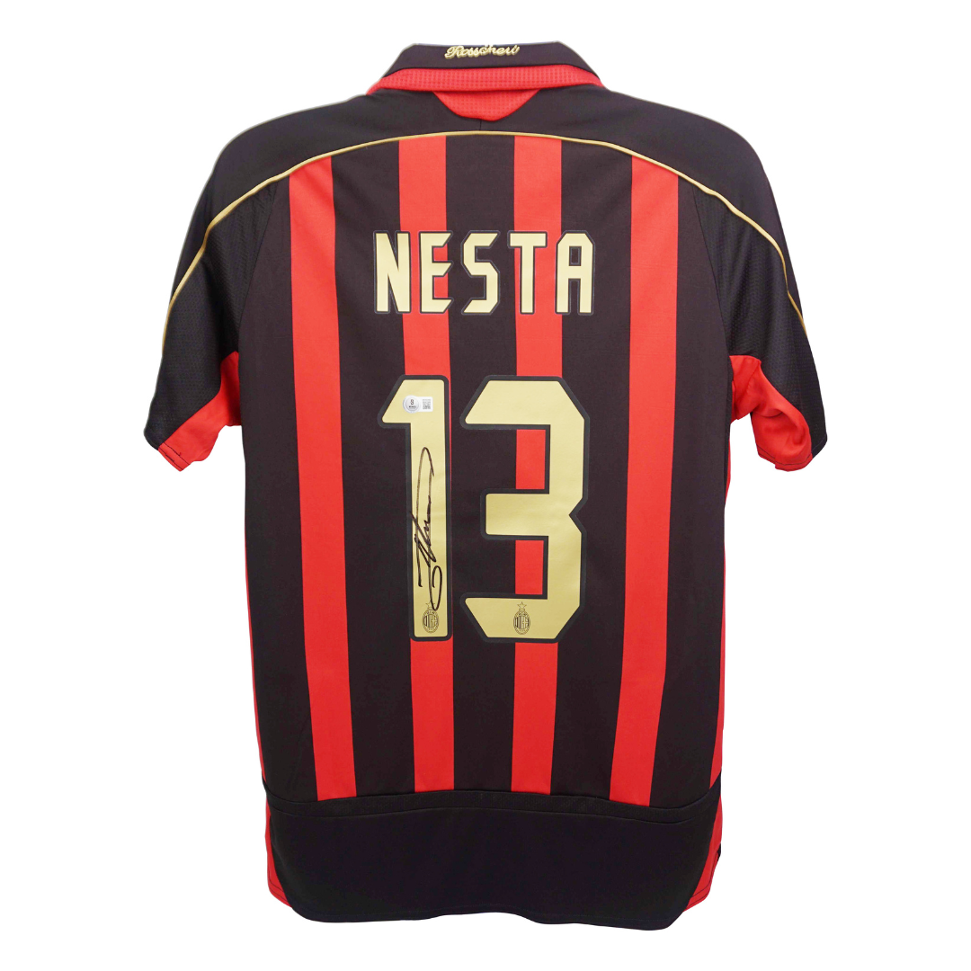 Alessandro Nesta Signed AC Milan Home Soccer Jersey #13 with