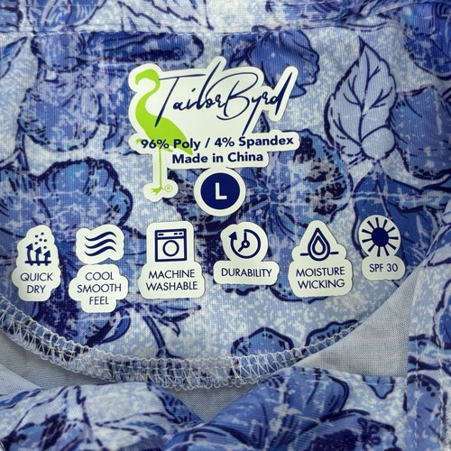 Tailorbyrd Mens Performance Golf Polo Large Blue Floral Athleisure Active New - Picture 6 of 9