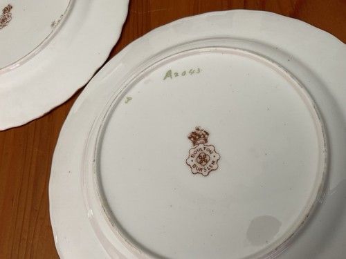 Five 1883 Antique Doulton Burslem Signed Floral Plates Gold Overlay Mint - Picture 14 of 18