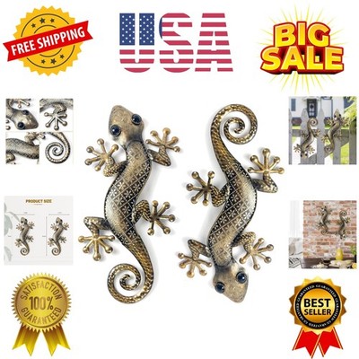 Gecko Metal Wall Art Decor 2 Pack 15 Inch - Indoor & Outdoor Lizard Wall Art ...