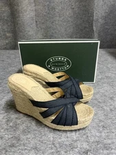 Stubbs Wooton Sandals Womens 10 Indigo Grace Espadrilles Wedges Rib Open Toe