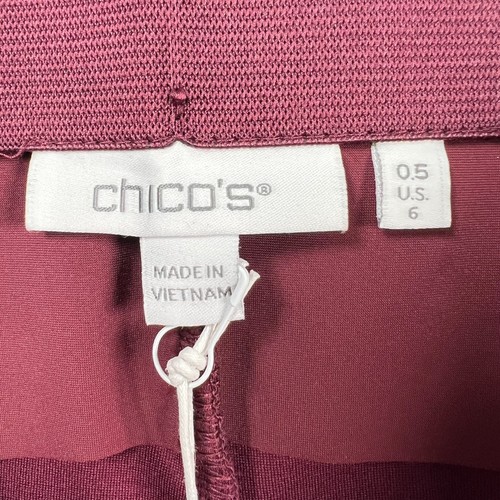 NWT Chico's So Slimming Juliet Slim Leg Pants Women's 6 Pull on Beaded Burgundy - Picture 2 of 13