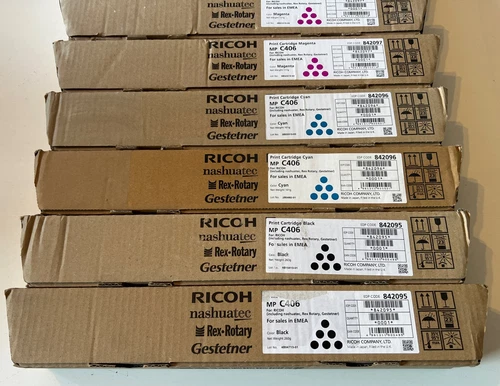 RICOH MP C406 TONER CARTRIDGES x8 842095 842096 842097 842098 - 2 Full Sets - Picture 2 of 10