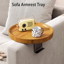 Coffee Table Adjustable Sofa Arm Table Side Table Wooden Couch Armrest Tray UK