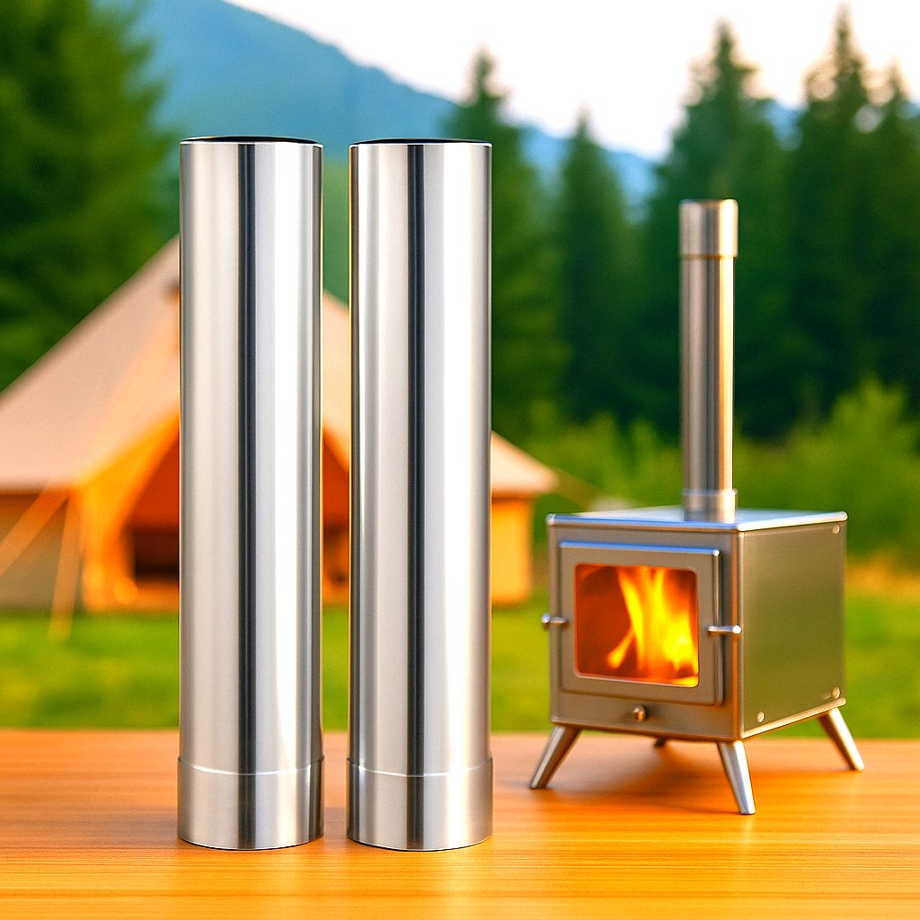 Wood Stove Pipe 2.36inch Thickened Straight Chimney Flue for Camping Stove