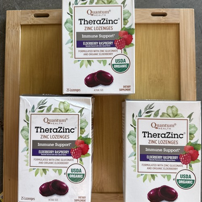 #ad 3 Boxes Quantum Health TheraZinc Elderberry Raspberry Zinc 2x 25 Exp 3 2 $19.00