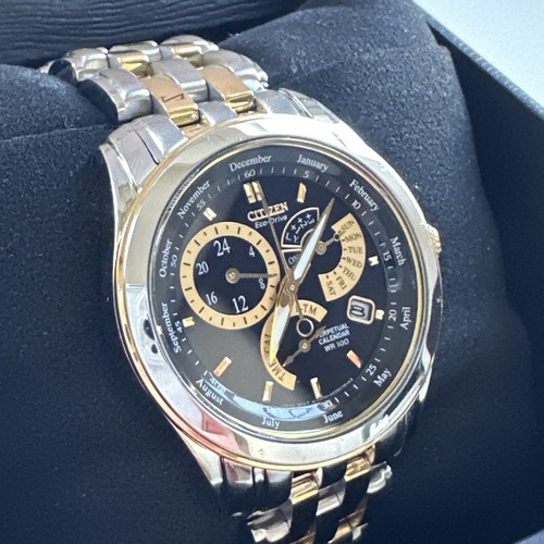 Citizen Perpetual Calendar Mens Eco-Drive Caliber 8700 Two Tone Watch BL8004-53E - Picture 11 of 24