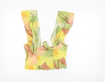 PrettyLittleThing Damenbluse bunt Cropped Chiffon Reißverschluss UK 8