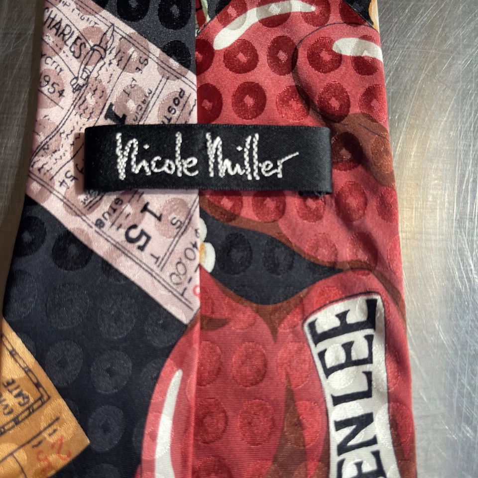 Lote de 3 corbatas de seda Nicole Miller vintage diseños deportivos béisbol baloncesto Foto 4 de 4