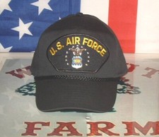 US Air Force Old Emblem High Crown Trucker Military Approved Style Black Hat.