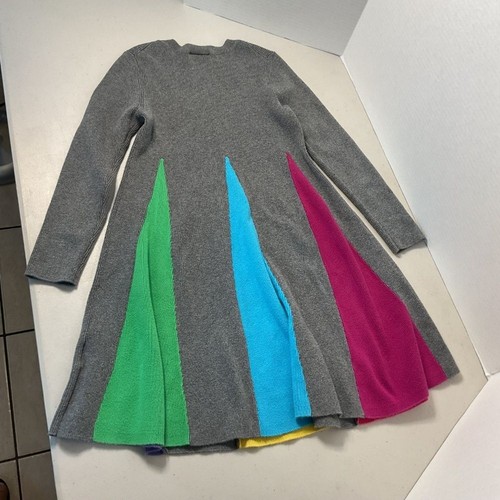 Vestido gris tejido manga larga arco iris Hanna Andersson talla 6-7 - Imagen 2 de 7