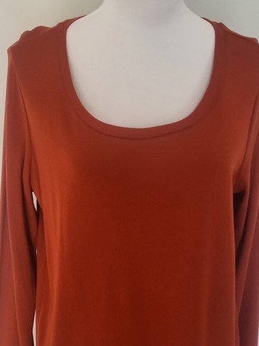 New Directions Rust Color Long Sleeve Pullover Tunic Side Slits, Cotton Med NWT - Picture 7 of 8
