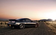 Cars nissan tuning roads landscapes sky Desk Mat Stitched