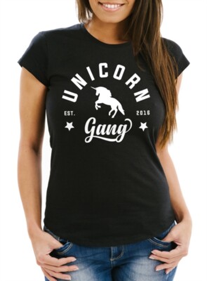 Einhorn Damen T-Shirt Unicorn Gang Slim Fit Moonworks 