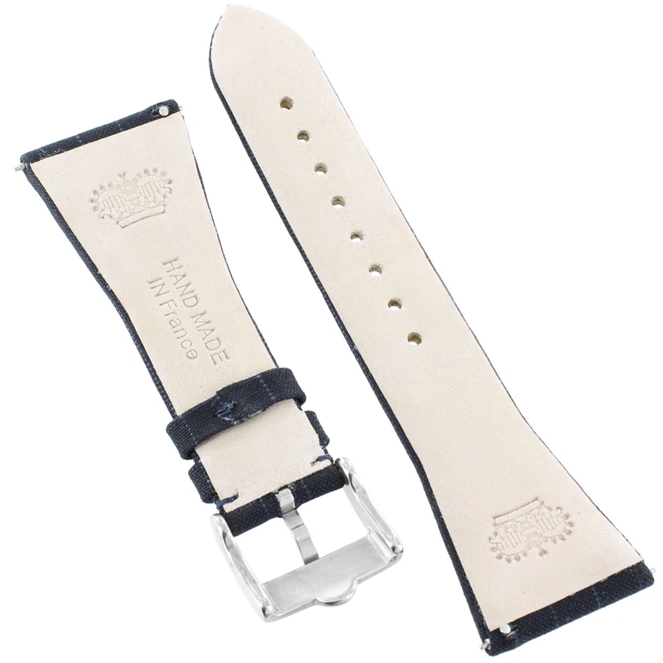 Correa de reloj hecha a mano de tela Zegna azul marino Glam Rock de 26 mm PINS Foto 4 de 4