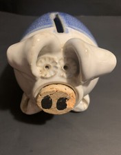 Vintage Multicolor Large Art Pottery Pig Bank Cork Nose