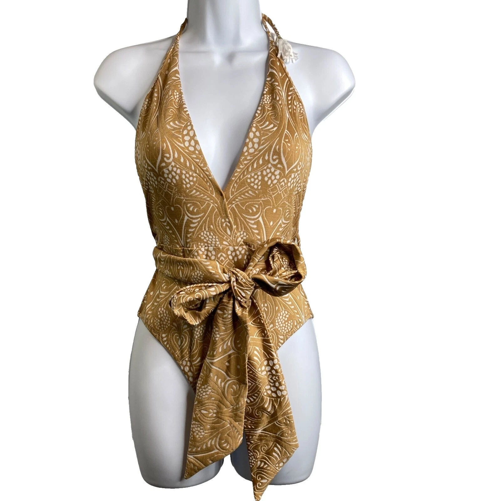 Polyamide Brown Floral Swimwear for Women