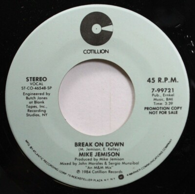 Soul Promo Nm! 45 Mike Jemison - Break On Down / Break On Down On Cotillion