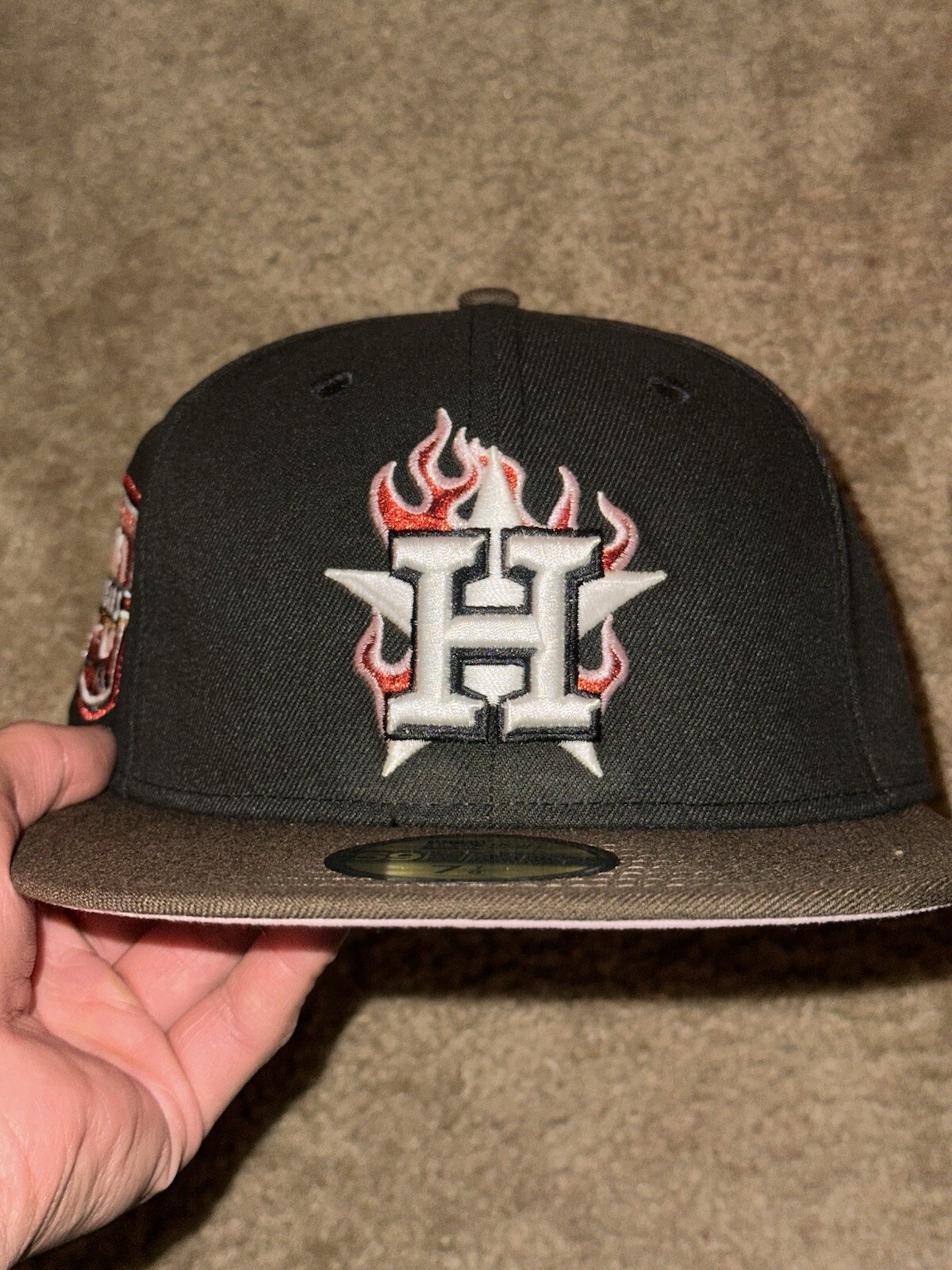 Houston Astros Flame Pack Pink Fitted Hat by Hat Club Size 7 1/8