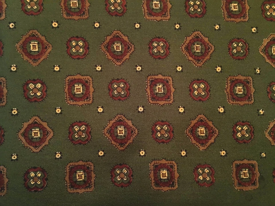 VINTAGE GEOMETRIC ART GREEN BROWN ACETATE LONG MEN'S SCARF - Изображение 3 из 4