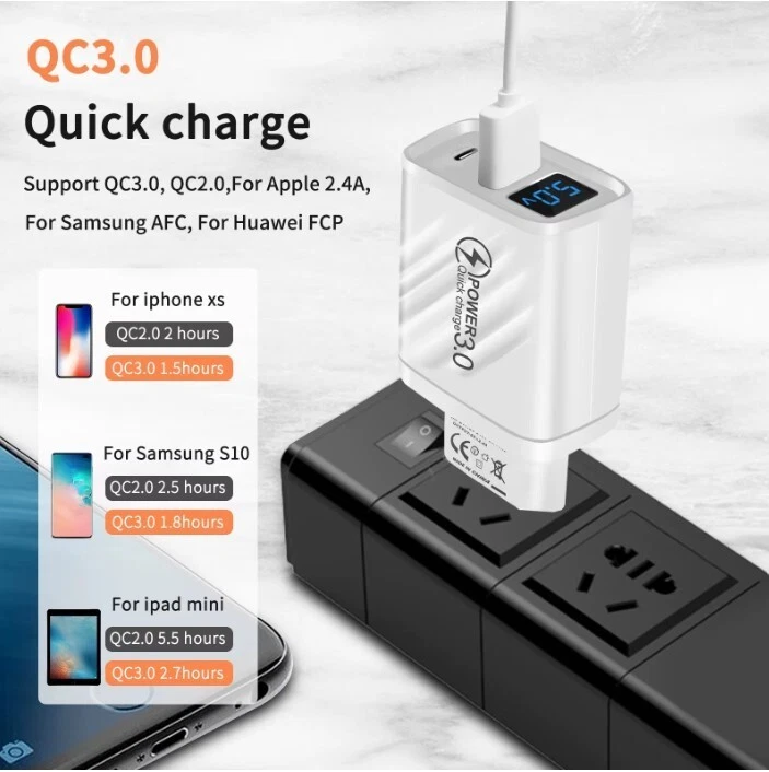 20 W Schnellladegerät USB-Ladegerät mit V / A -Anzeige und Quick Charge 3.0 - Bild 4 von 4