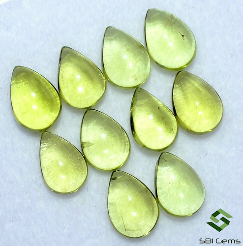 Natural Peridot Pear Cabs 6x4 mm 10 Pcs 5.86 Cts Parrot Green Loose Gemstones - Picture 5 of 6