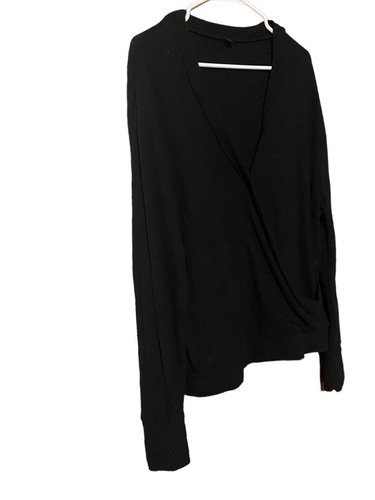 Top donna J Crew finto avvolgente grande nero manica lunga 100% cotone stravagante - Foto 14 di 17