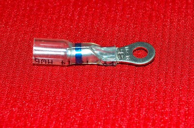 100x Ring-Crimp-Klemmen 10 Mm – Blau Isoliert, 30 A, 16–14 AWG, Verzinnte Kupferhülsen Mit Schrumpfschlauch, Für Kabelverbindungen