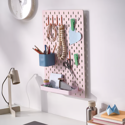 IKEA SKÅDIS Pegboard Beige/Pink Customizable Wall Organizer Notice Boards Access - Picture 2 of 12