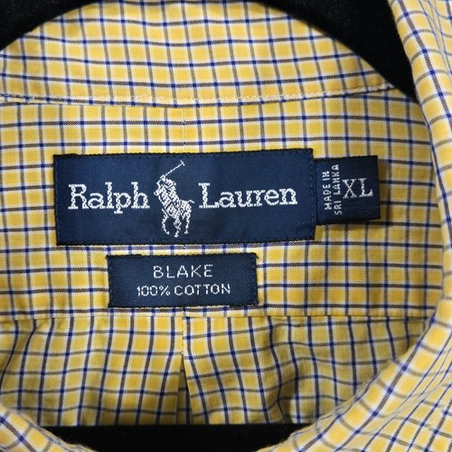 Men's Ralph Lauren Blake Button Down Shirt Sz XL Yellow / Blue Check - Picture 4 of 9